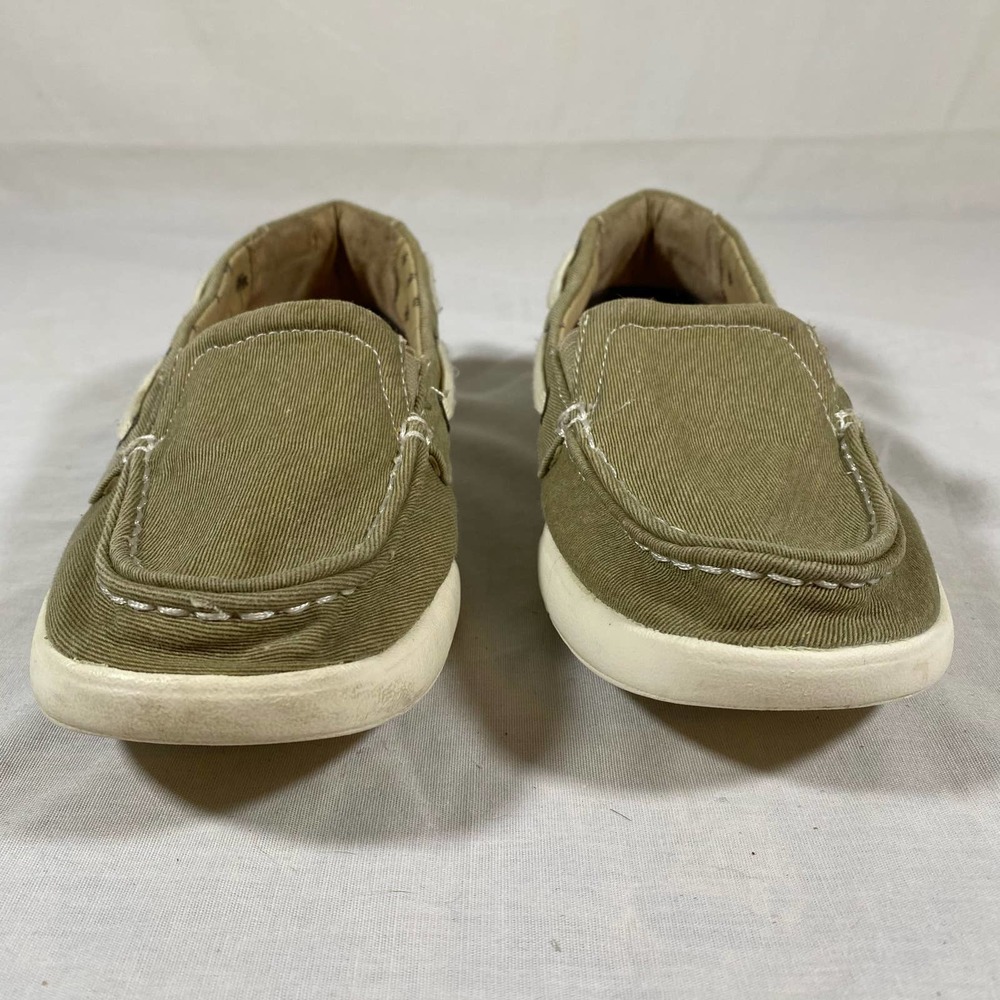 Margaritaville Soles Of The Tropics Womens 8 Canvas Boat Shoes Olive Army Green - Picture 2 of 10